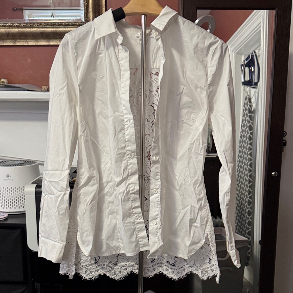 VENUS White Blouse with Lace Detail
